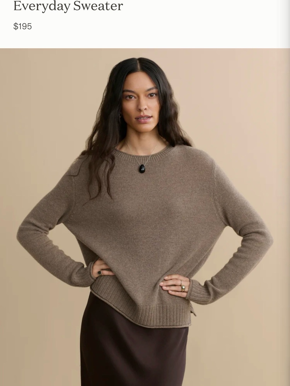 Jenni Kayne Everyday Sweater Cashmere Blend Heather Taupe - Large